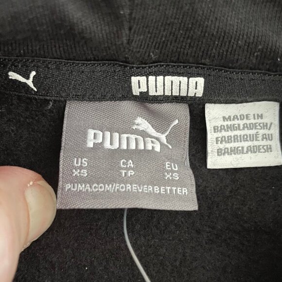 Puma ESS Small Logo Neutral Cotton Poly Blend Hoodie Kanga Pouch Black Sz XS NWT - Picture 7 of 12